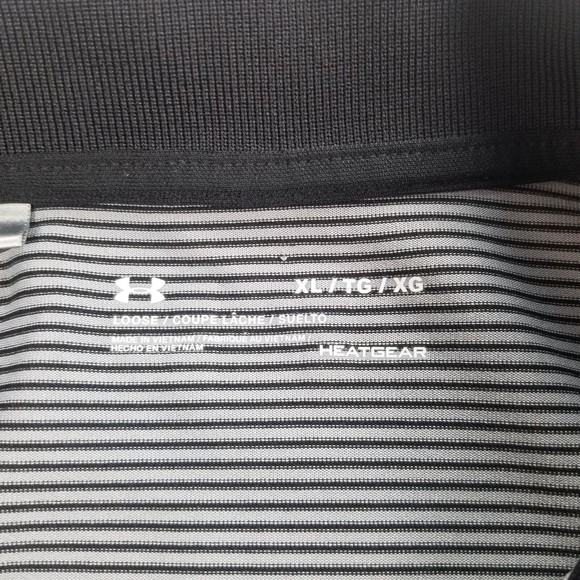 Under Armour Mens Polo Shirt Short Sleeves Striped Loose Heat Gear Black Size XL - Picture 5 of 16
